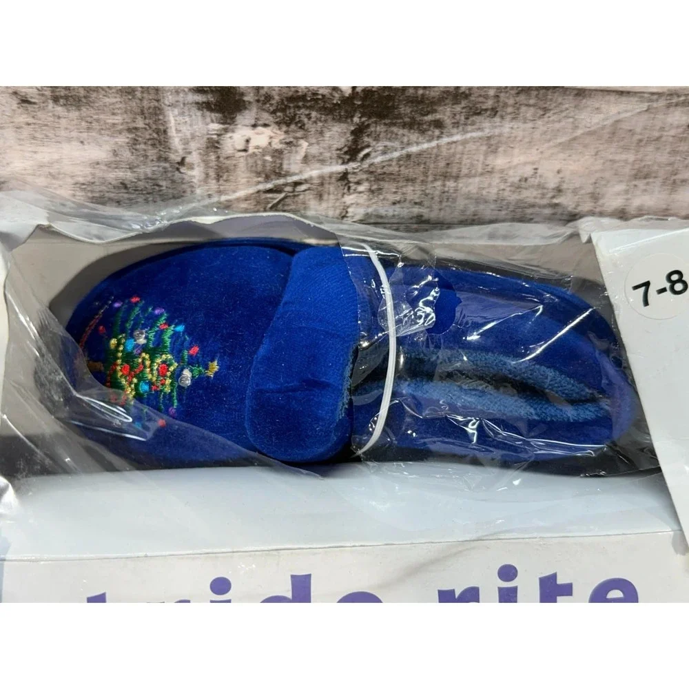 Vintage Twinkle Lites Light Up‎ Slippers Blue Christmas Size 7-8 Kids
